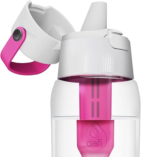 Miniatura 2 de Dafi Botella de agua filtrada con popote de 17 onzas, botella de agua sin BPA, reutilizable con filtro de carbono, botella purificadora a prueba de