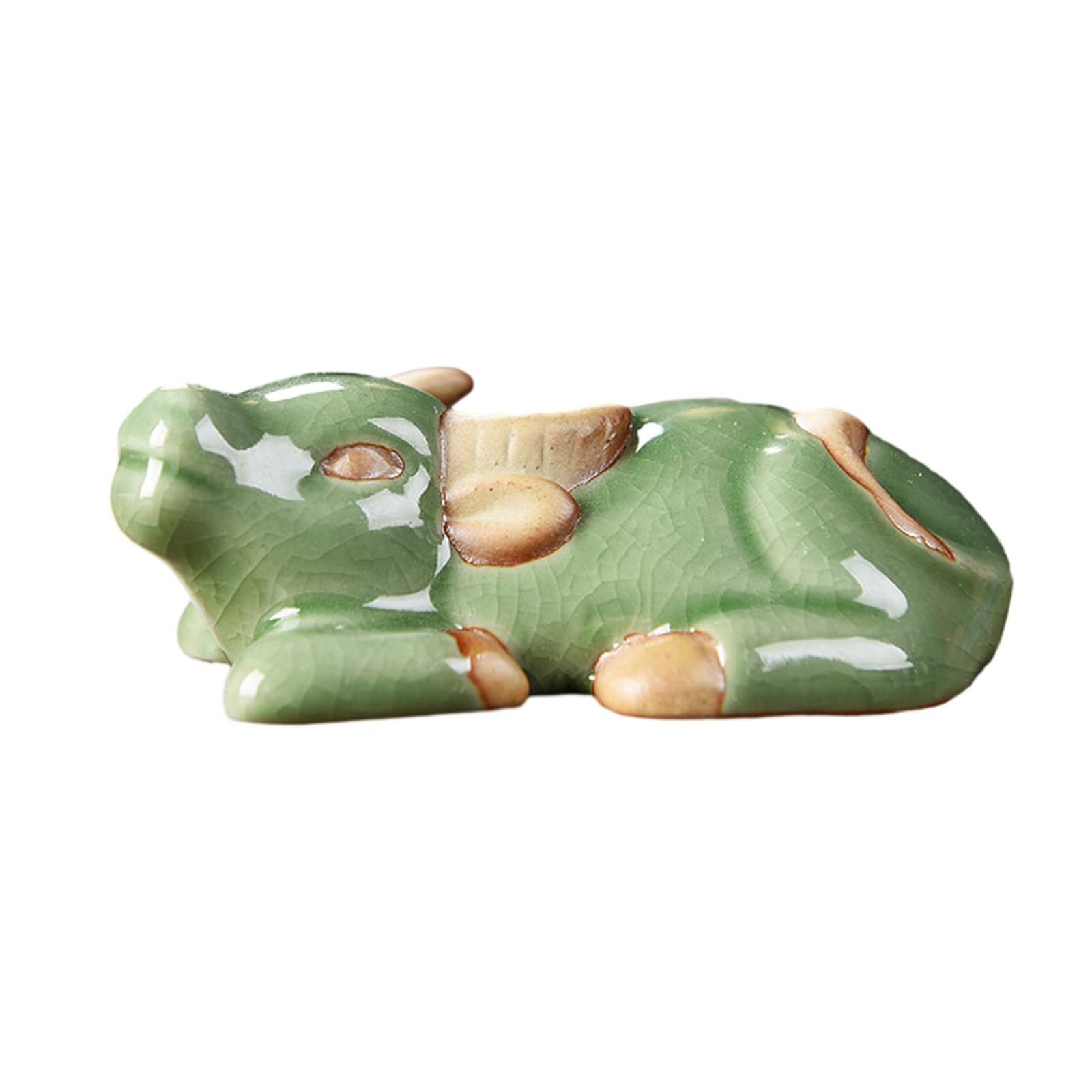 Kategoria: Chińskie posągi zwierząt， Zestaw 12 figurek chińskiego zodiaku, ceramicznych, wielokolorowych, 8-10 cm, dekoracja Feng Shui, smok, rok 2024(Green,Ox)