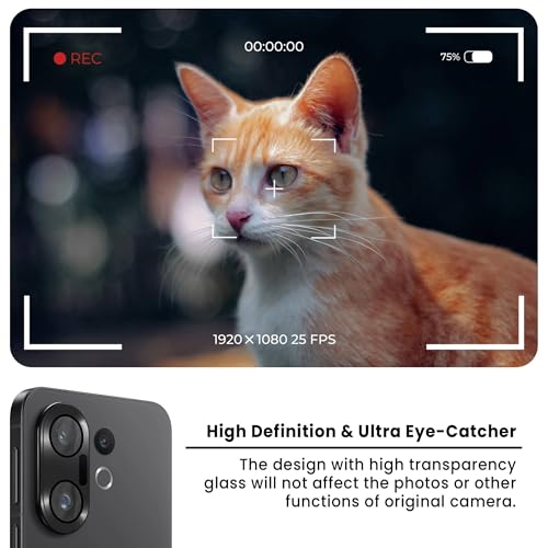 Image of FIRST MART Black Camera Ring Guard Protector for Vivo X200 FE | Tempered Glass with Metal Alloy Rings, HD Clear, Scratch Resistant, Case-Friendly | Pack of 1