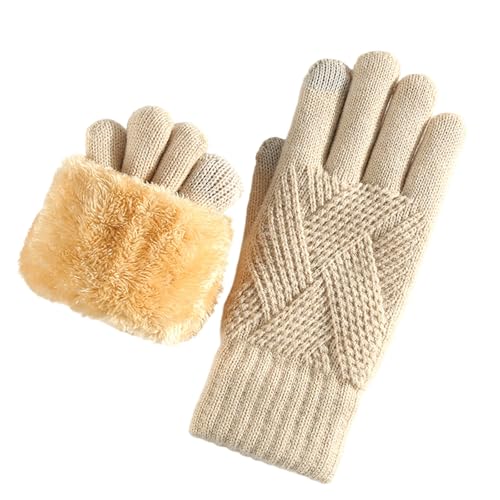 TERNCOEW Guantes de forro polar de doble capa para mujer, con pantalla táctil, para clima frío, para deportes al aire libre, esquí, snowboard, invierno, guantes de esquí con forro polar, f, Talla
