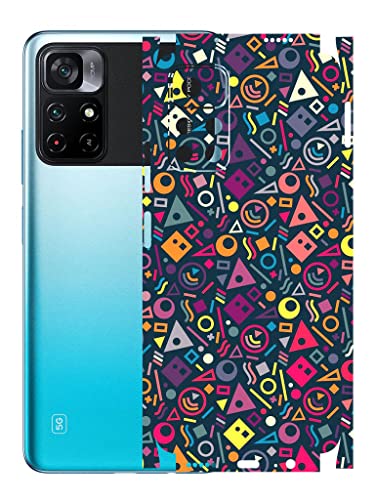 Image of AtOdds - Poco M4 Pro (5G) Mobile Back Skin Rear Screen Guard Protector Film Wrap (Coverage - Back+Camera+Sides) (Shapes Graffiti)