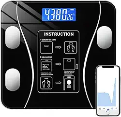 Balança Digital Inteligente com Bioimpedância e Bluetooth, App iOS/Android com Análise Corporal, 180 kg (Preto)