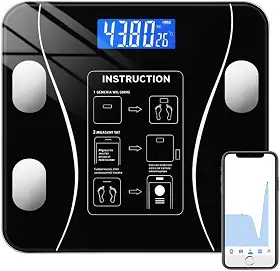 Balança Digital Inteligente com Bioimpedância e Bluetooth, App iOS/Android com Análise Corporal, 180 kg (Preto)