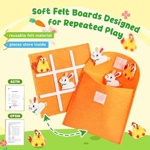 Image of JoyCat 30 Pack Easter Tic Tac Toe Party Favors, Felt Travel Games