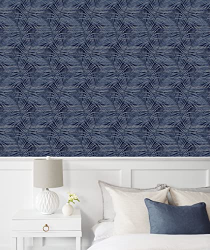 Image of Tommy Bahama Shadow Palm Peel and Stick Wallpaper, (Indigo Blue)