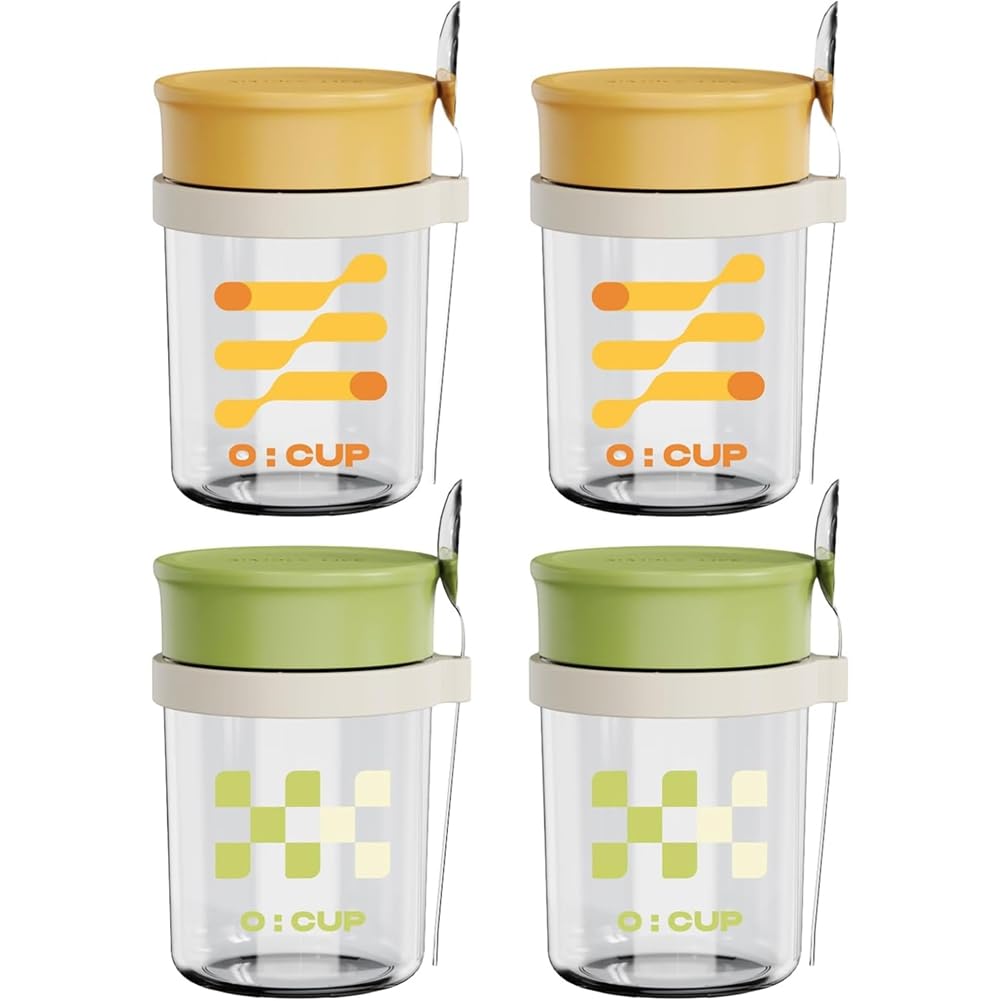 IJSDNVJNDX Glass Canning Jar 12 Oz, 4-Pack Overnight Oats Containers Featuring Airtight Lid and Included Spoon for Pudding, Cereal