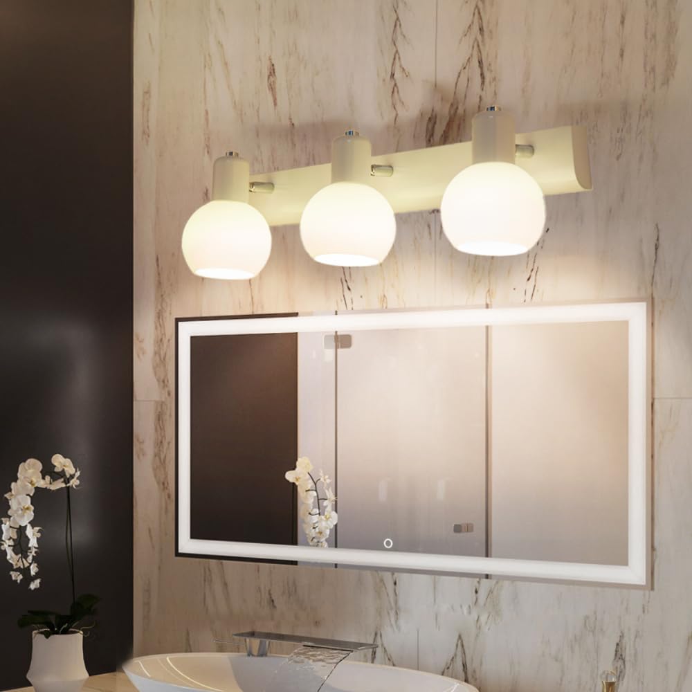 XINYASEE Applique murale pour lavabo de salle de bain avec miroir E14, idéale pour un dressing, une armoire à glace ou un meuble de rangement (Blanc-3)