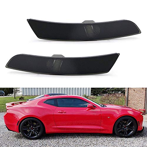 iJDMTOY Black Smoked Lens Side Marker Lamp Housings Compatible with 2016-up Chevrolet Camaro, OE-Spec LH RH Assembly Fit Front or Rear Bumper