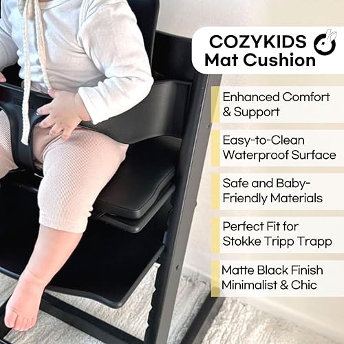 Image of COZYKIDS Tripp Trapp Compatible Baby Cushion, Black, Baby