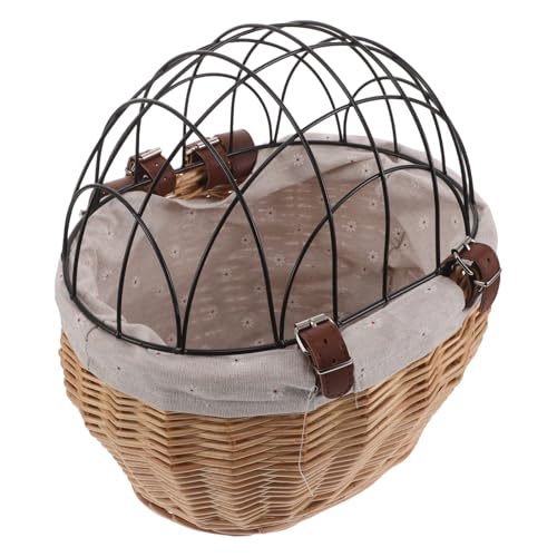 Panier de vélo en rotin naturel de style vintage pour transporter votre chien avec élégance