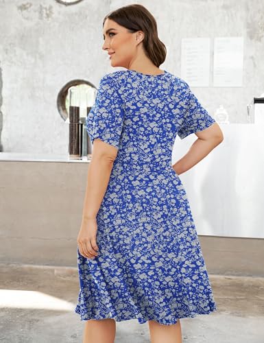 Image of Ahlaray Plus Size Faux Wrap Dress for Curvy Women with Pockets | Flattering faux wrap V-neck with soft stretch fabric and pockets for work, weddings and everyday comfort.