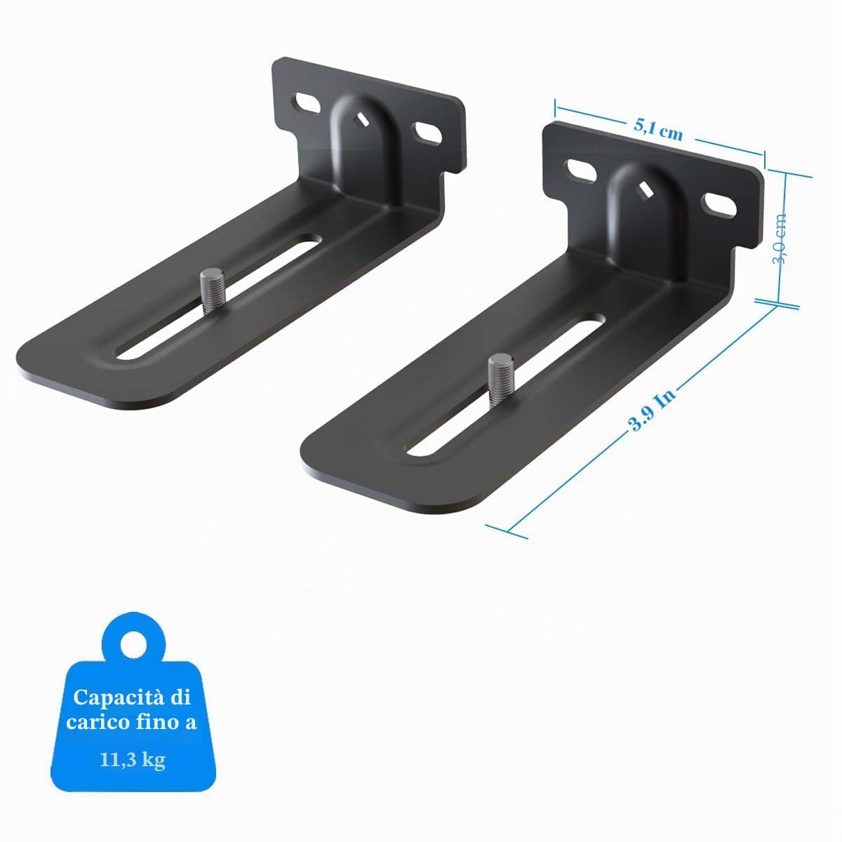 Supporto Soundbar,Universale Staffa Soundbar,Supporto Soundbar Appesa Sotto La TV,Facile Da Installare,Con Accessori,Portata Massima 12kg,Nero