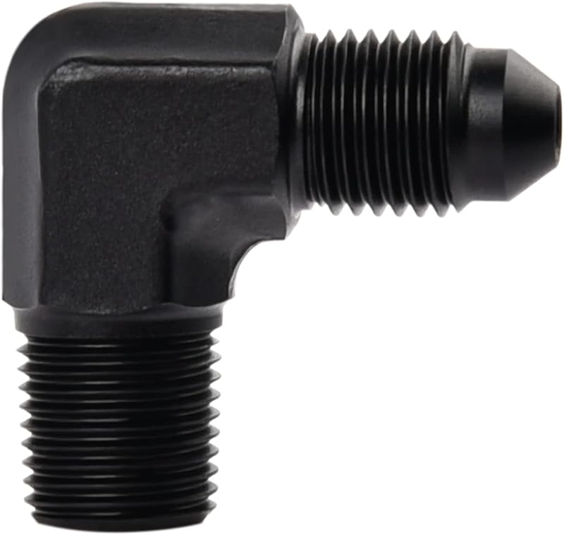 Conexão em cotovelo 90° EVIL ENERGY 3AN para 1/8 NPT em alumínio preto – 1 unidade