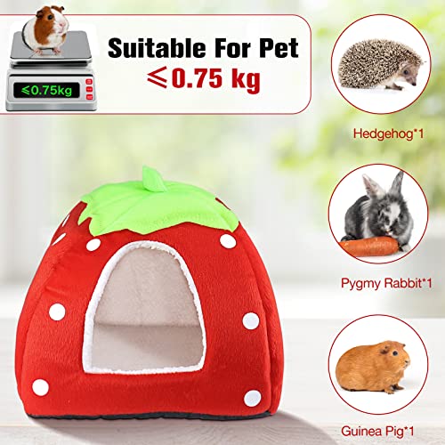 Kuschelsack Meerschweinchen Höhle Waschbar Kaninchen Kuschelhöhle Kuschelig Winter Gemütliches Kleintierbetten für Zwergkaninchen (Erdbeeren)