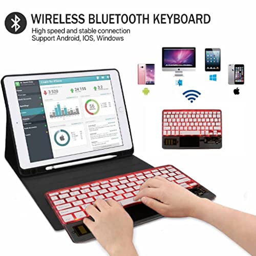 Image of TECPHILE Universal Z33 Wireless Keyboard with Touchpad & Backlit for iPad, Samsung Tab, Computer | Multi Device Con¬nection, Transparent Look, Rechargeable