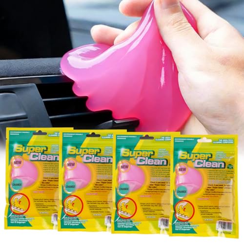 Varenzya 4 Piezas Gel Limpiador Teclado, 80g Rosa Gel Limpiador Coche, Reutilizable Gels Limpieza de Polvo para Interior Coche, Universal Car Cleaning Gels para Ordenador, Calculadoras, Electrónica