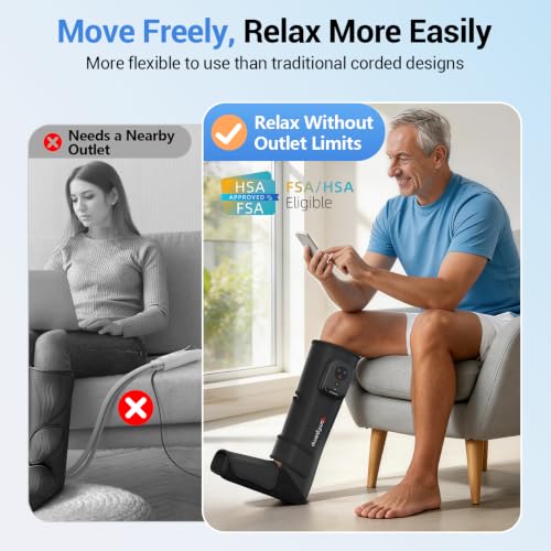 Image of Comfytemp Cordless Air Compression Leg Massager for Circulation, 1 Pack | FSA Eligible HSA, Portable Foot and Calf Compression Boot for RLS, Varicose Vein, Ideal for Men Women (Fits Calf 13 inch~19 inch)
