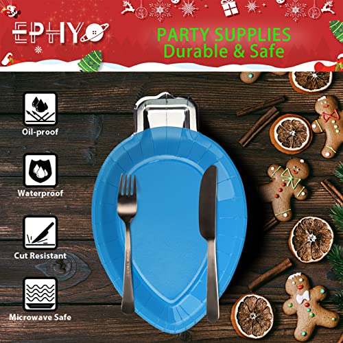Ephyo 48Pcs Christmas Paper Plates Multi-Color Disposable Dinner Party Plates Oval Holiday Dinnerware For Dessert Salad Appetizer Cookies #TOP5