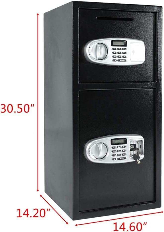 Digital Double Door Safe Depository Drop Box Gun Safes Cash Office Security Lock with Ebook