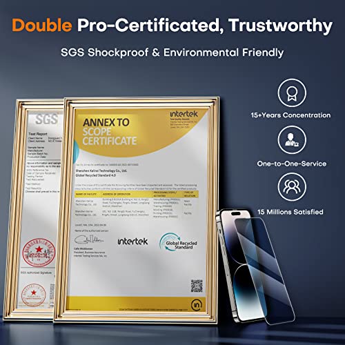 Image of TOCOL [2+2] for 14 Pro Max Privacy Screen Protector 6.7''- 2X Privacy Tempered Glass Screen Protector & 2X Camera Lens Protector, Bubble Free, 10X Shockproof, Installation Frame, [Anti-Spy]