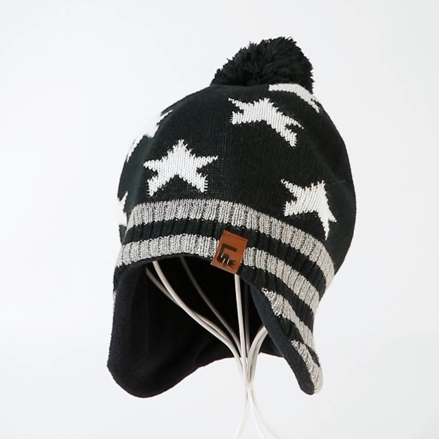 Amazon.co.jp: [LittleSpring] 耳あて ニット 帽子 ポンポン付き