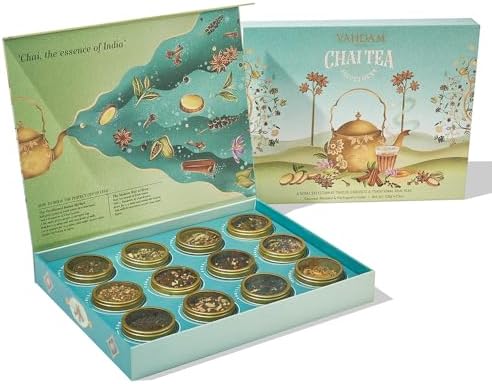 VAHDAM, Rakhi Gift for Brother - Premium Chai Tea Gift Set, 12 Varieties in Tin Caddy Gift Box | Indian Masala Chai Blends | Rakhi Gift Hamper for Brother & Sister