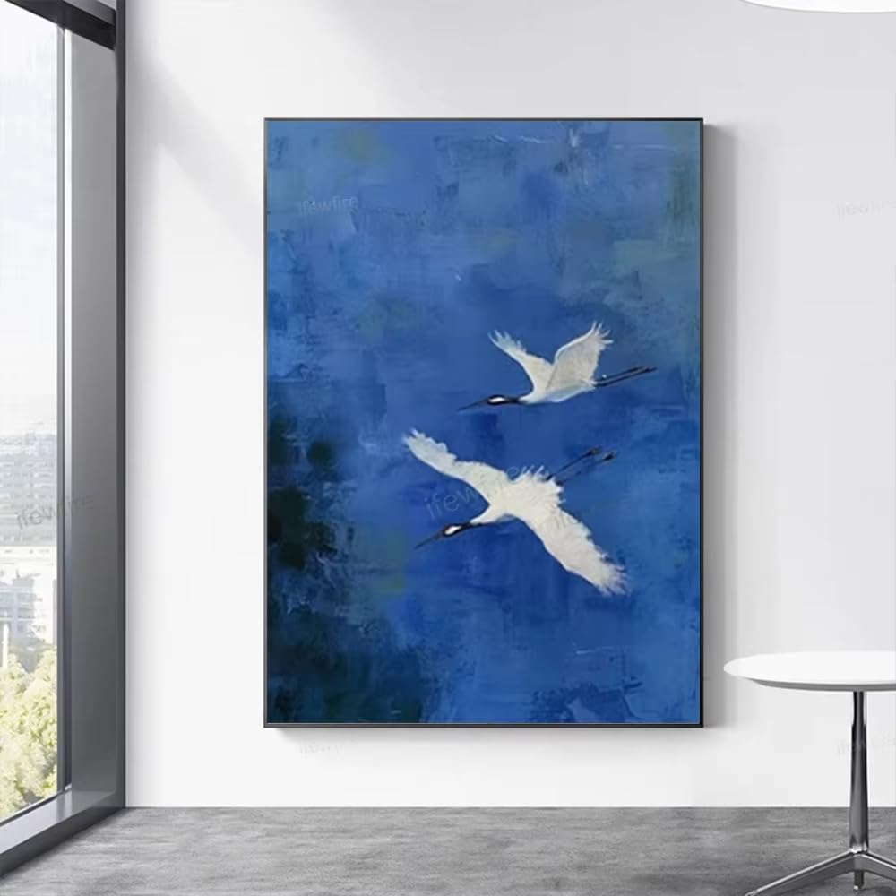 DFZEWKI Abstract on Canvas Blue Gray Clouds Wall Art Decor Home Living Room Contemporary Artwork(80x120cm(31x47in)/No frame)