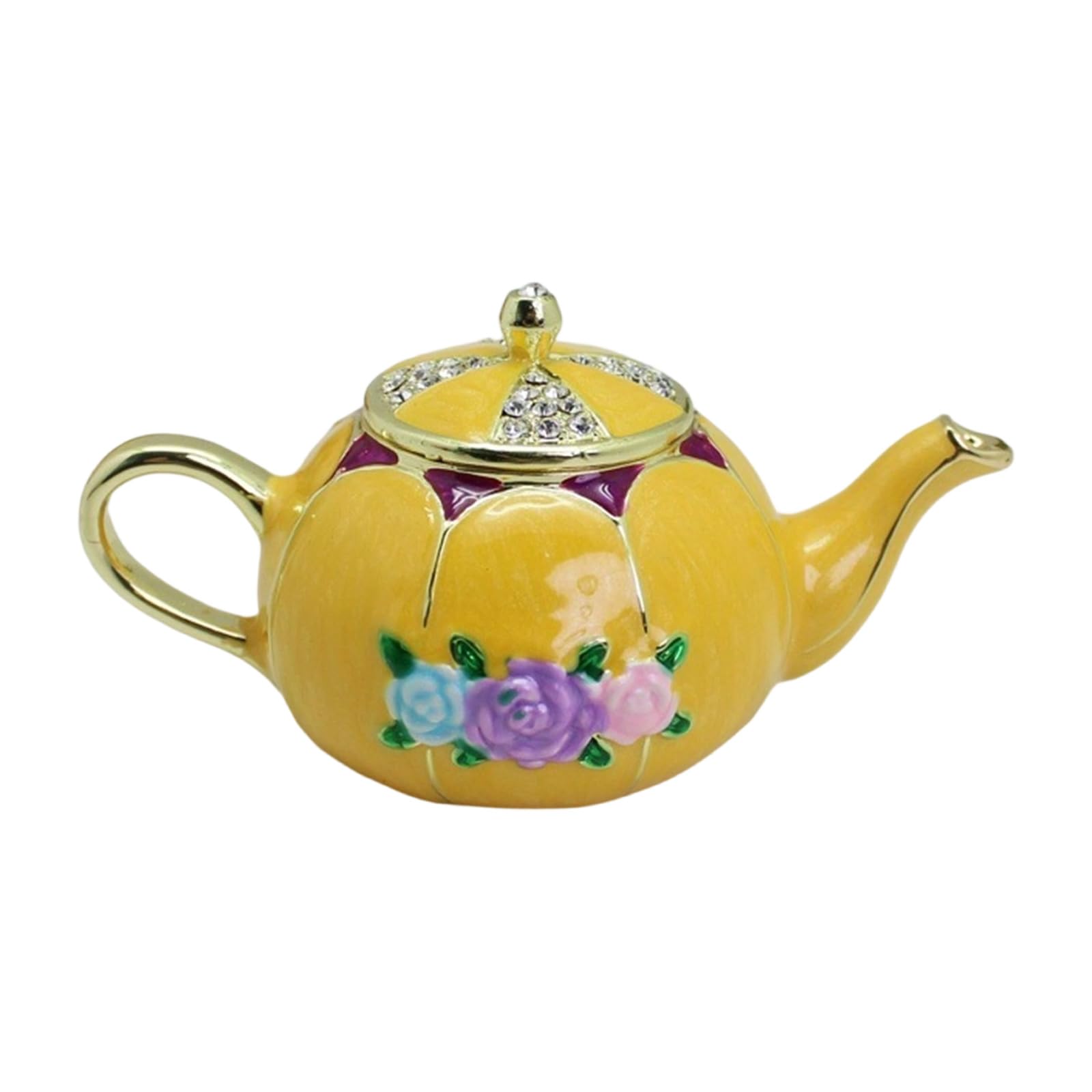 Msioytog Cloisonnes Craft Small Teapot Container Trinket Storage Box for Daily Use Coating Home Deck