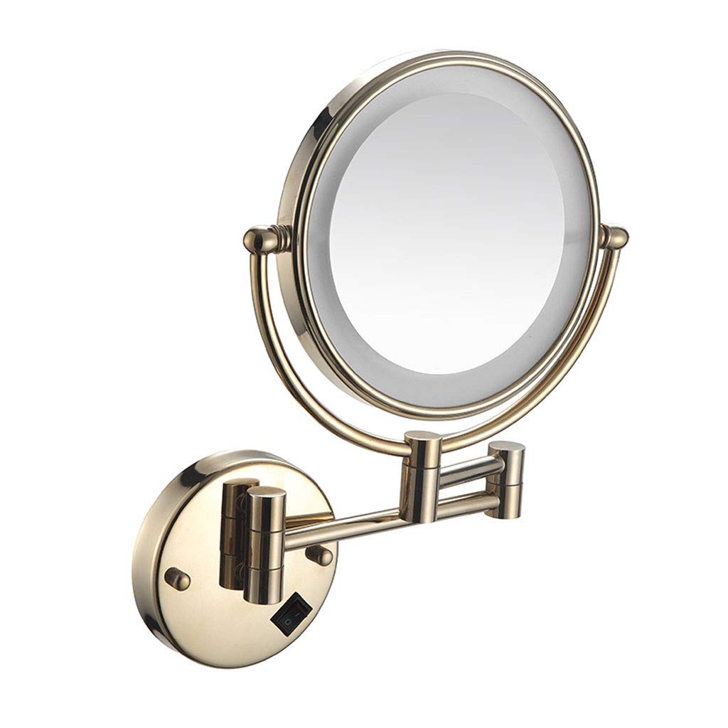BWBW Makeup Mirror with Lights Magnification,5x Wall Mounted Double Sided Magnifying Makeup Mirror for Bathroom, 8 inch Extension Polished Chrome Finished Mirror