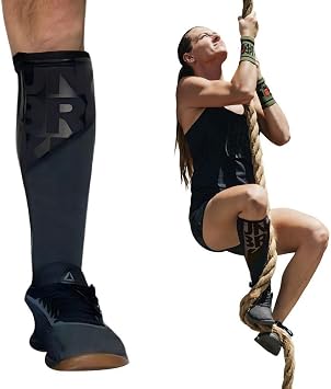 UNBROKENSHOP Shin Sleeves Pro Black 7mm Neoprene, Weightlifting, Deadlift, Rope Climb, Box Jumps for Men and Women, Single
