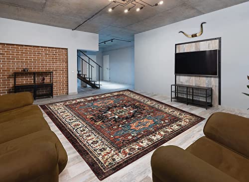 Nevita Collection Antique Vintage Look Distressed Persian Medallion Design Area