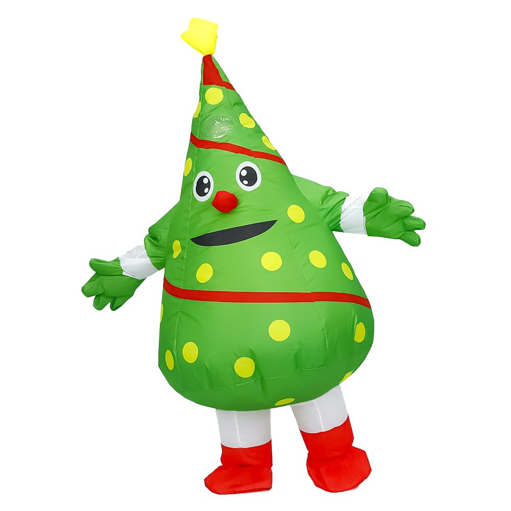 Rafalacy Inflatable Christmas Costume for Adult Blow up Santa Claus Elf Snowman Ginger Bread Man Costum Xmas Funny Fancy Dress (Christmas Tree) - Image 2