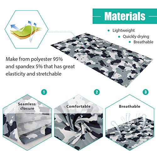 9 Pieces Sun Uv Protection Face Mask Cooling Neck Gaiter Balaclava Bandana Scarf (9 Pack(Camo)) #TOP2