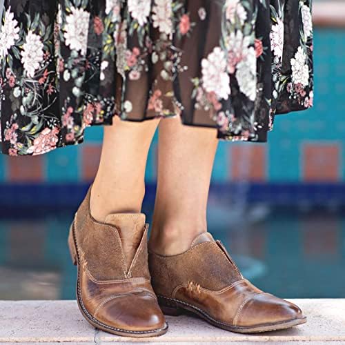 Bed|Stu Rose Women's Loafer - Distressed Leather Slip-On Loafers for Women - Tan Rustic Mason BFS | Image 4
