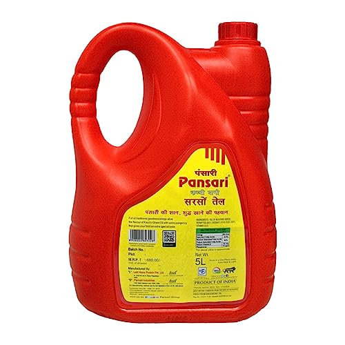 Image of Pansari Kacchi Ghani Mustard Oil, 5L Can (Pack of 3)