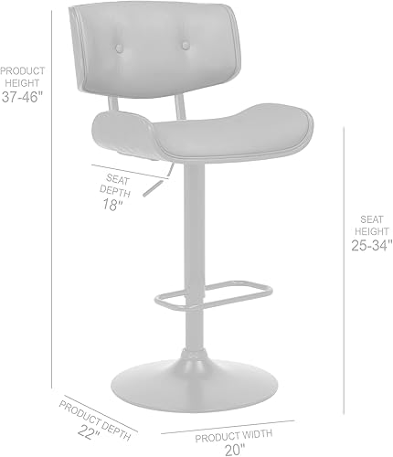 Miniatura 23 de Armen Living Brooklyn Taburete giratorio ajustable de piel sintética negra y madera negra con base negra Negro/Negro,Crema/Negro,Gris /