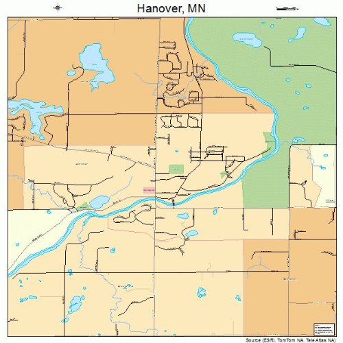 Large Street & Road Map of Hanover, Minnesota MN Printed poster size
