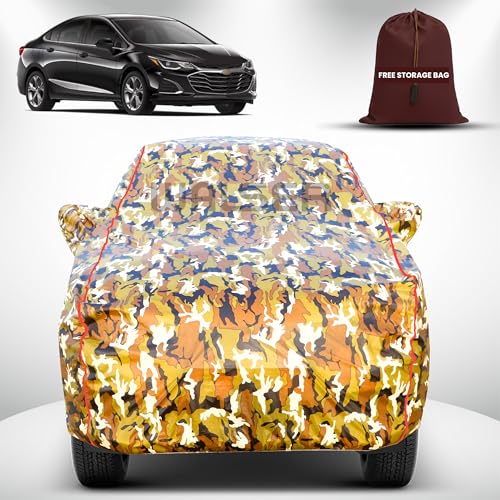 Image of Walser Waterproof Car Cover for Chevrolet Cruze | All-Weather Full Car Body Protection | with Mirror & Antenna Pocket | Dustproof, Windproof & Anti-Scratch Lining, Camouflage