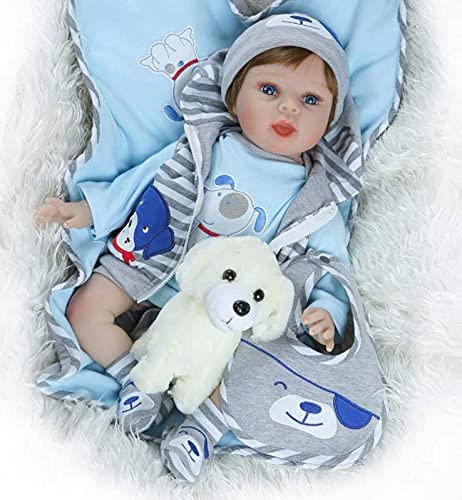 dfff Lebensechte 18 Zoll 45 cm Reborn Baby Boy Puppe Weiches Silikon Realistisch aussehende Neugeborene Puppen… – Bild 3