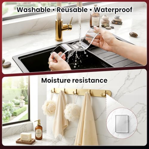 Image of Double Sided Tape Heavy Duty, 60 Feet Nano Double Sided Adhesive Tape | Strong Clear Mounting Stick Tape Adhesive Strips High Temperature Tape Removable, Washable, ReusableTapes for Wall