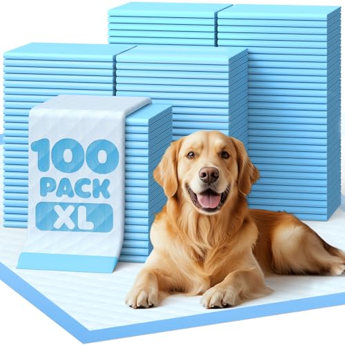 Image of Powools Puppy Pads - 100 Packs, 34 inchx28 inch Ultra-Large Puppy Pads, Tear-ResistantPee Pads for Dogs, 6-Layer Ultra-Absorbent & Quick-Dry Black Training Pads