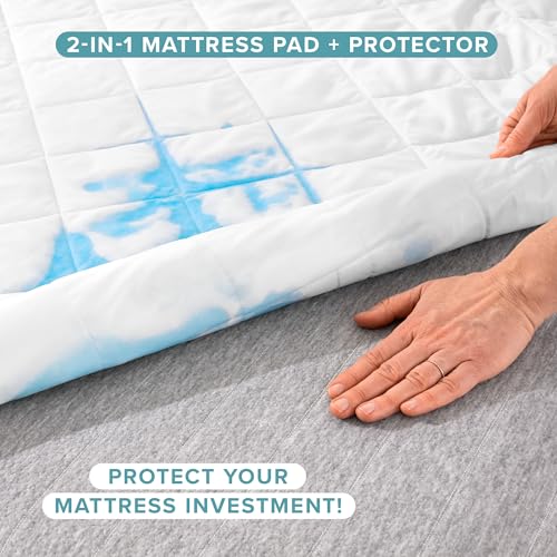 Image of Bare Home Waterproof Quilted Mattress Pad (Split Flex King) | Cooling Mattress Pad, Protect Against Spills, Easy Wash, Fitted Mattress Cover, Stretch-to-Fit up to 15 Inches Deep