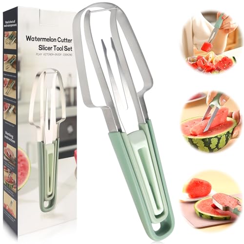 Redamancy Cortador de Sandia, Cortador de Frutas 3 en 1, Cortador de Sandia y Melon, Cortador Sandia para Papaya, Pitaya, Agua, Melón, para Amantes la Fruta