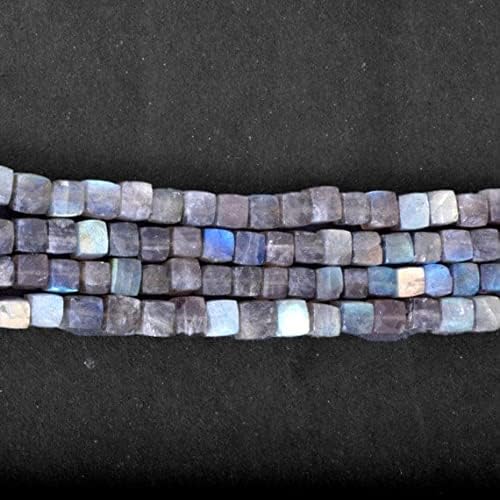 Labradorite naturelle en cubes facettés de 8mm pour création de bijoux de lithothérapie - 5