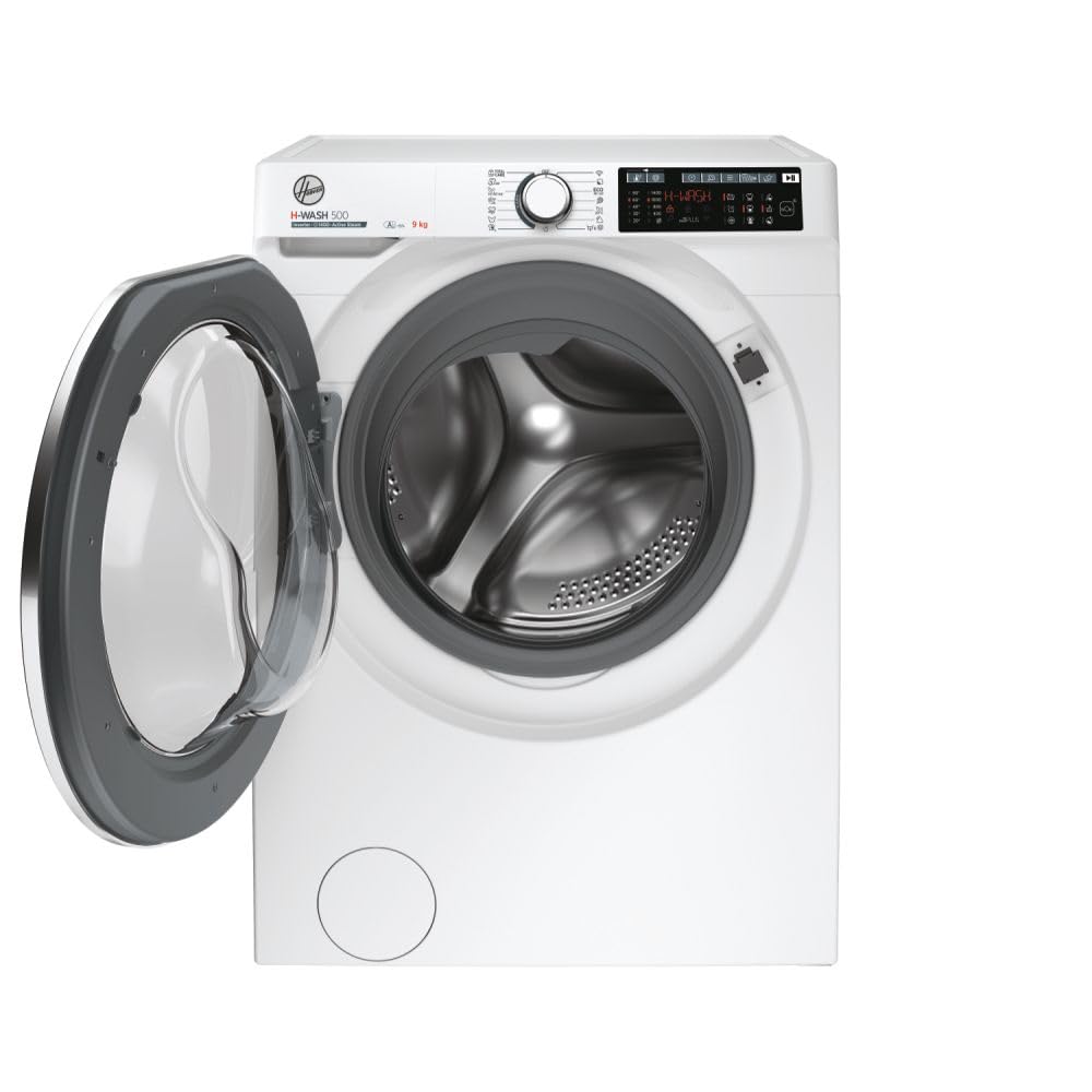 Hoover H-WASH 500 pralka 9 kg, wolnostojąca, ładowana z przodu, klasa A-15%, 1400 obr./min, Wi-Fi + BLE, aplikacja hOn, silnik falownika BPM, 54 x 85 x 60 cm (szer. x wys. x gł.) cm), biały-HW49AMBC7