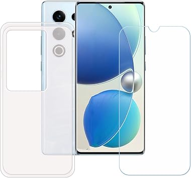 LCEHTOGYE Case for Itel S25 Ultra+ Tempered Glass Screen Protector, Compatible with Itel S25 Ultra 6,78" Translucent Soft TPU Silicone Gel Case Protective Cover