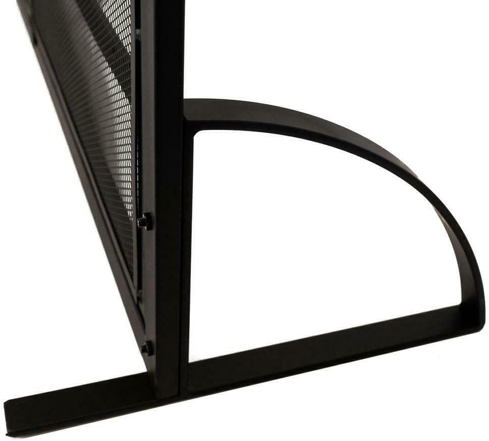 Antique Black 1-Panel Freestanding Steel Fireplace Screen with Doors - Mesh Safety Barrier for Home Decor, Fire Pit Protection, and Heat Shield