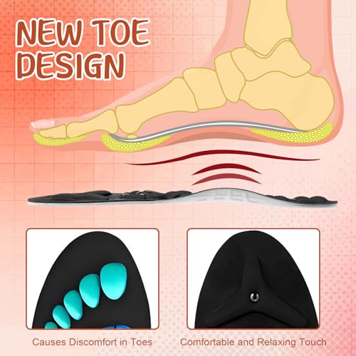 Image of Glitopper Acupressure Magnetic Insoles Orthopedic Massage Insoles with Magnetic Technology Shock Absorption Arch Support Helps Blood Circulation and Relieve Fatigue(Black,S(Men 4-7 /women 5-8))