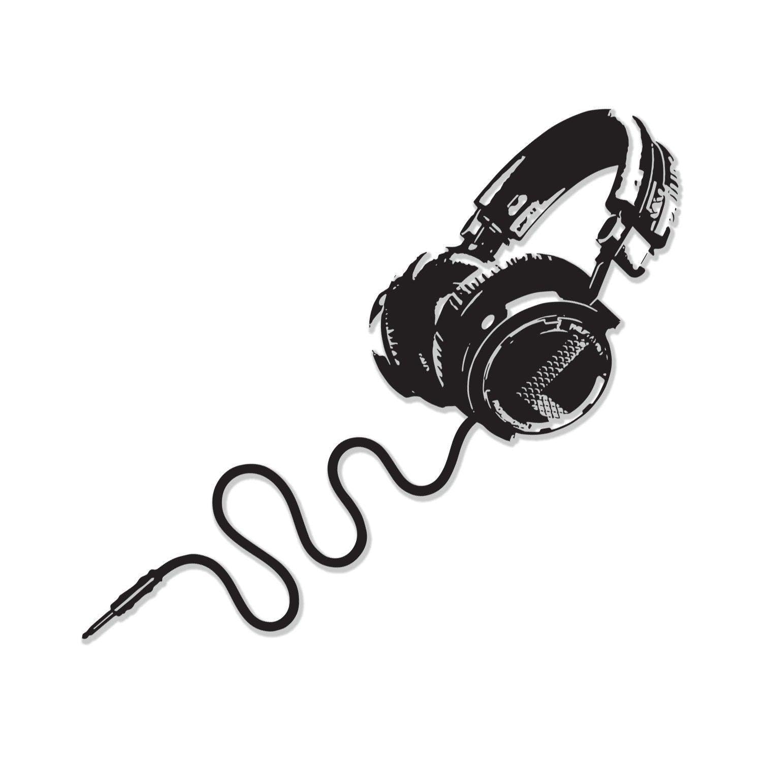 Adesivo da parete in vinile con cuffie – Music Art DJ Die Cut resistente alle intemperie decalcomania 79 x 26