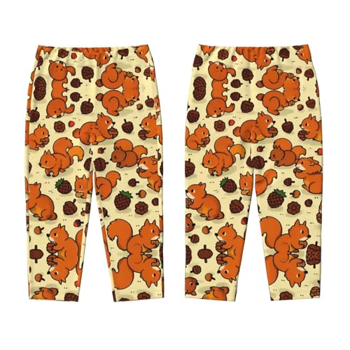 Pajama Pants Pajama Bottoms with Elastic Waistband Sleepwear Lounge PantsCute Squirrel Eating Pine Cones3